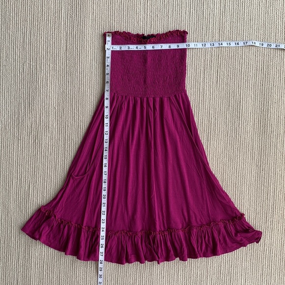 STEVE MADDEN Hot Pink Smocked Bodice Mini Dress with Pocket SIZE S - Picture 6 of 7